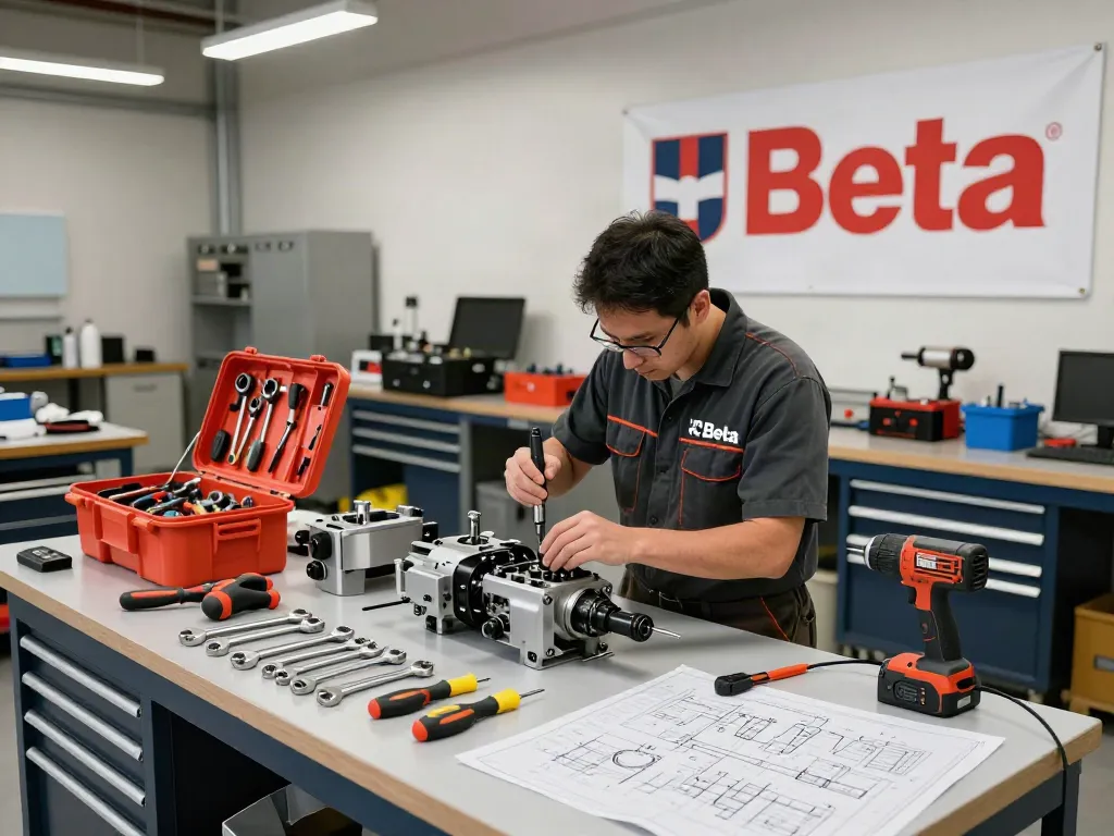 Craftsman using Beta tools USA in a professional workshop for precision assembly.